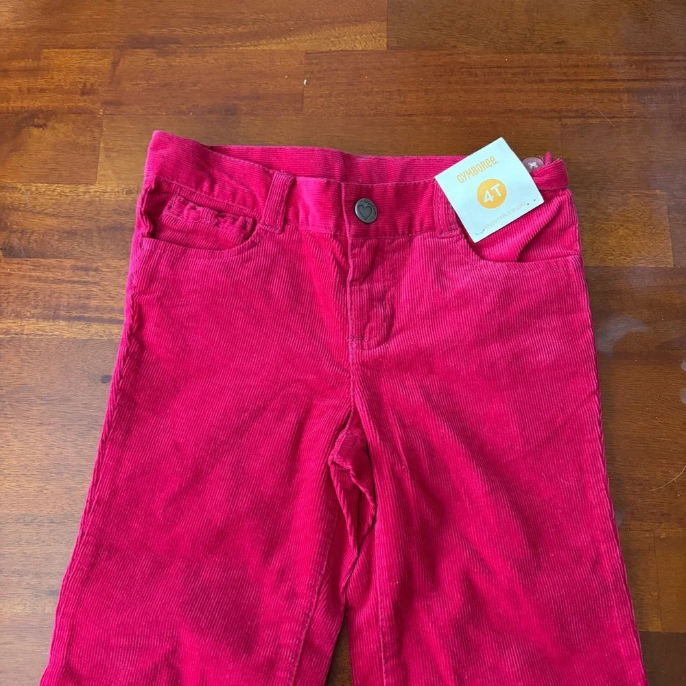 NEW Gymboree Girls Pink Corduroy Cotton Pants 4T Button Details - NWT